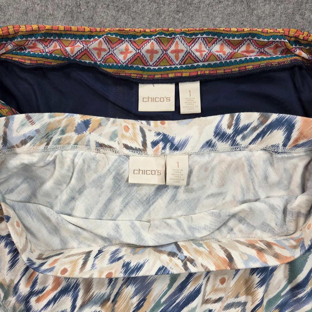 Chicos Maxi Skirt Bundle Set Womens Size 1 Medium Geometric Ikat Boho Print - Picture 3 of 6